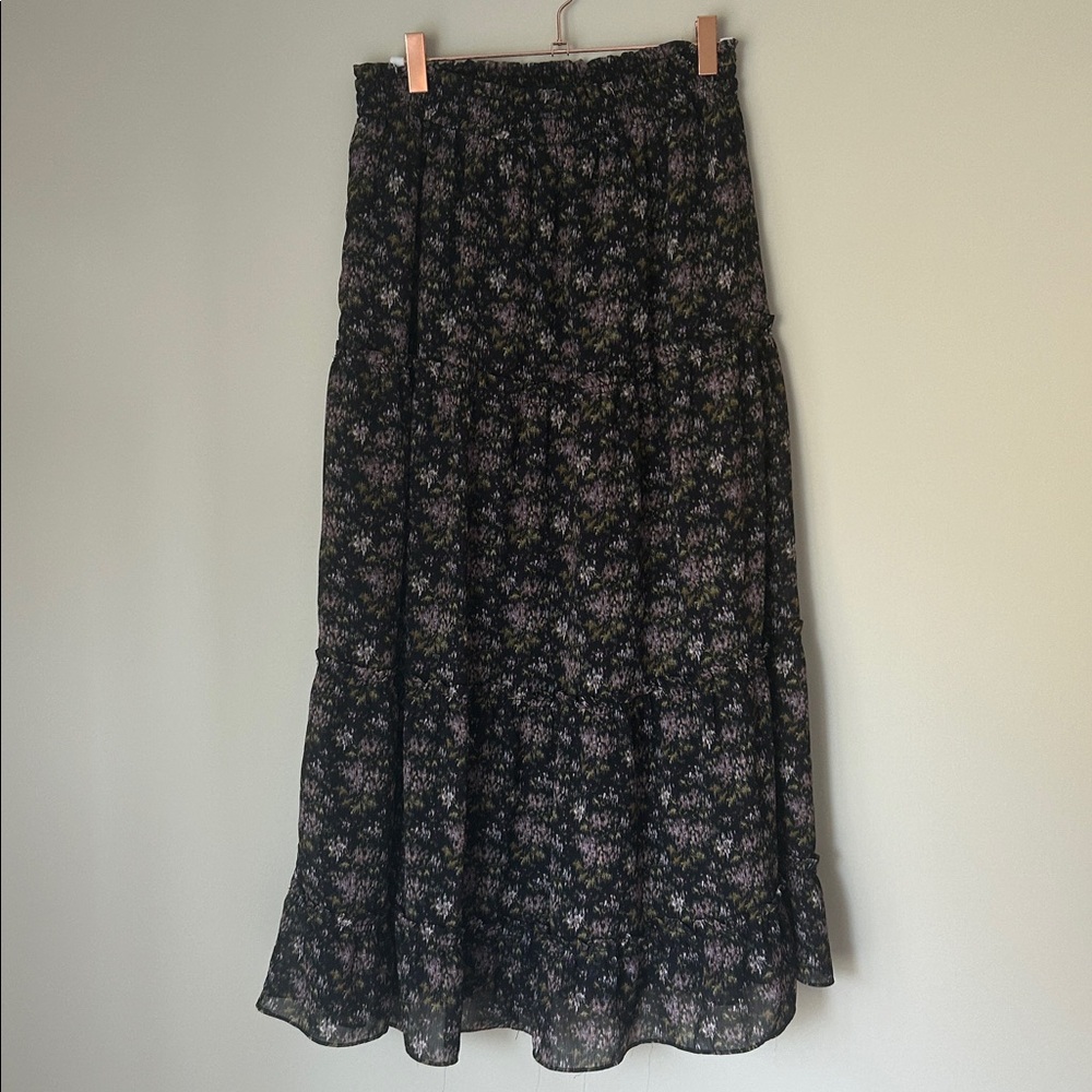 Madewell Crinkle Georgette Tiered Maxi Skirt in Blurred Blooms